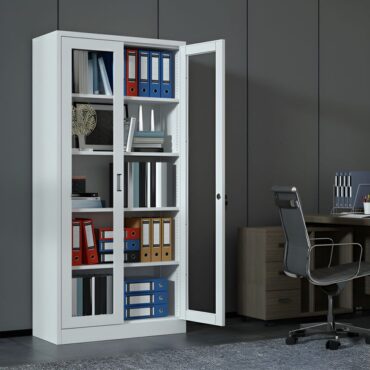2-Door Full Glass Metallic Cabinet