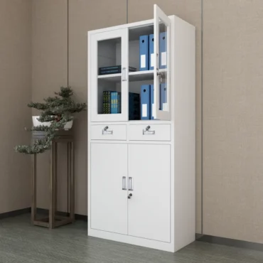 4-Door Metallic Office Cabinet with Drawers