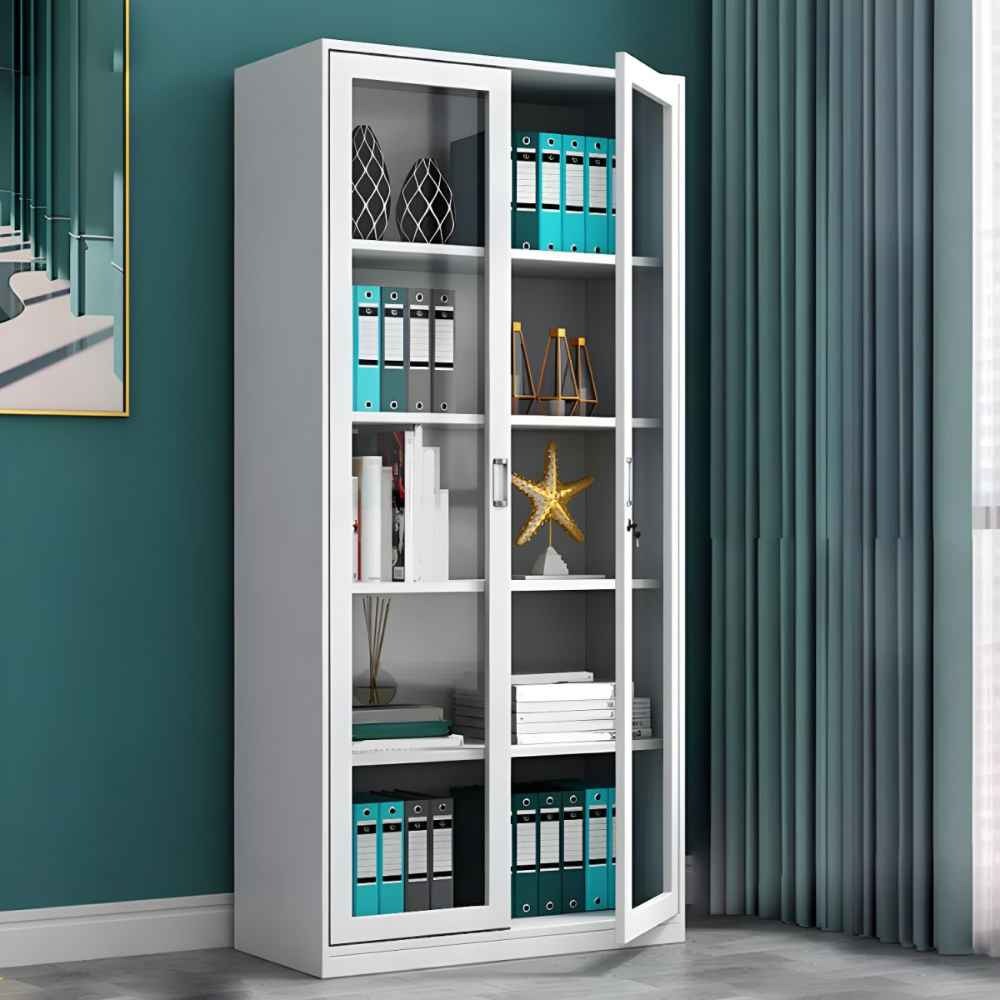 2-Door Full Glass Metallic Cabinet